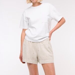 Abercrombie & Fitch Linen Drawstring Shorts (Oatmeal)